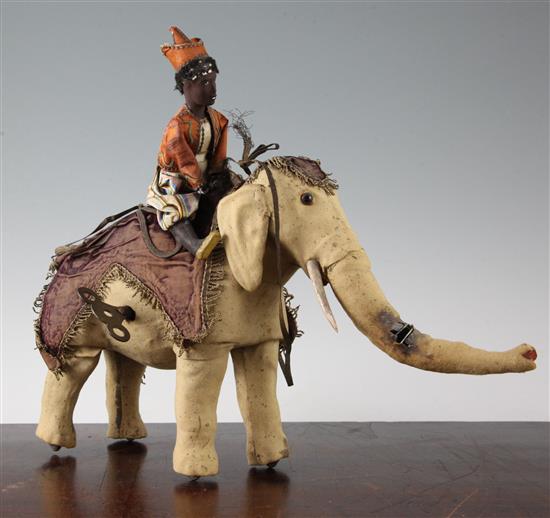 A 19th century French elephant and rider automaton, H.11.5in. L.14in. movement inoperative
